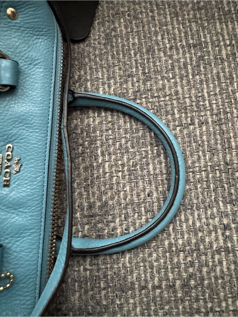 Coach Prairie Pebbled Leather Satchel Crossbody Bag Blue F36677 - Picture 6 of 12